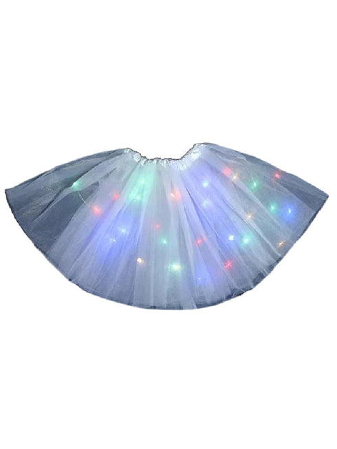 Little Girls White Elastic Waist LED Light Up Tutu Skirt 2-5T - SophiasStyle.com